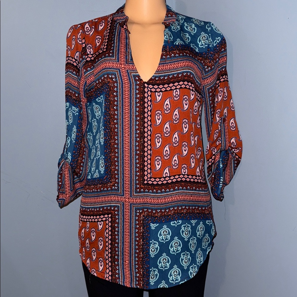 Boho Patchwork Blouse, Size small